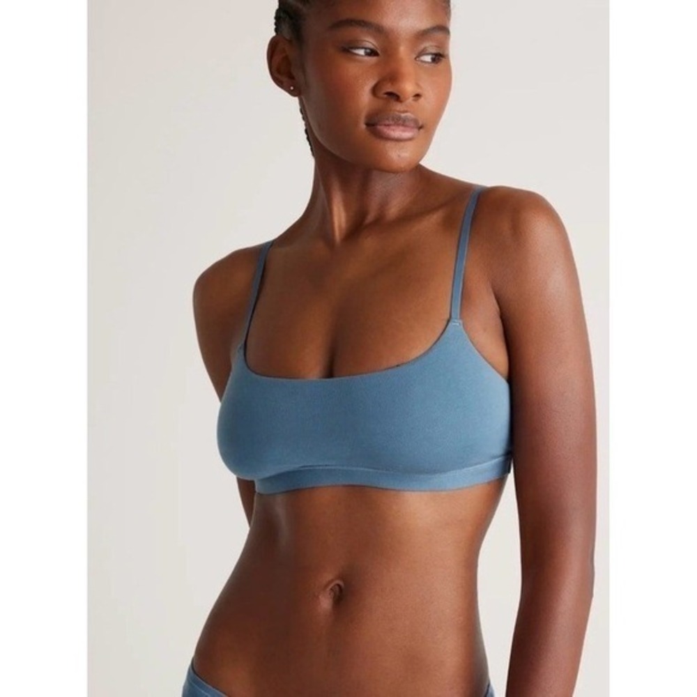 Quince NEW (2-Pack) Sky‎ Blue Second Skin Scoop Neck Bralettes Seamless XS